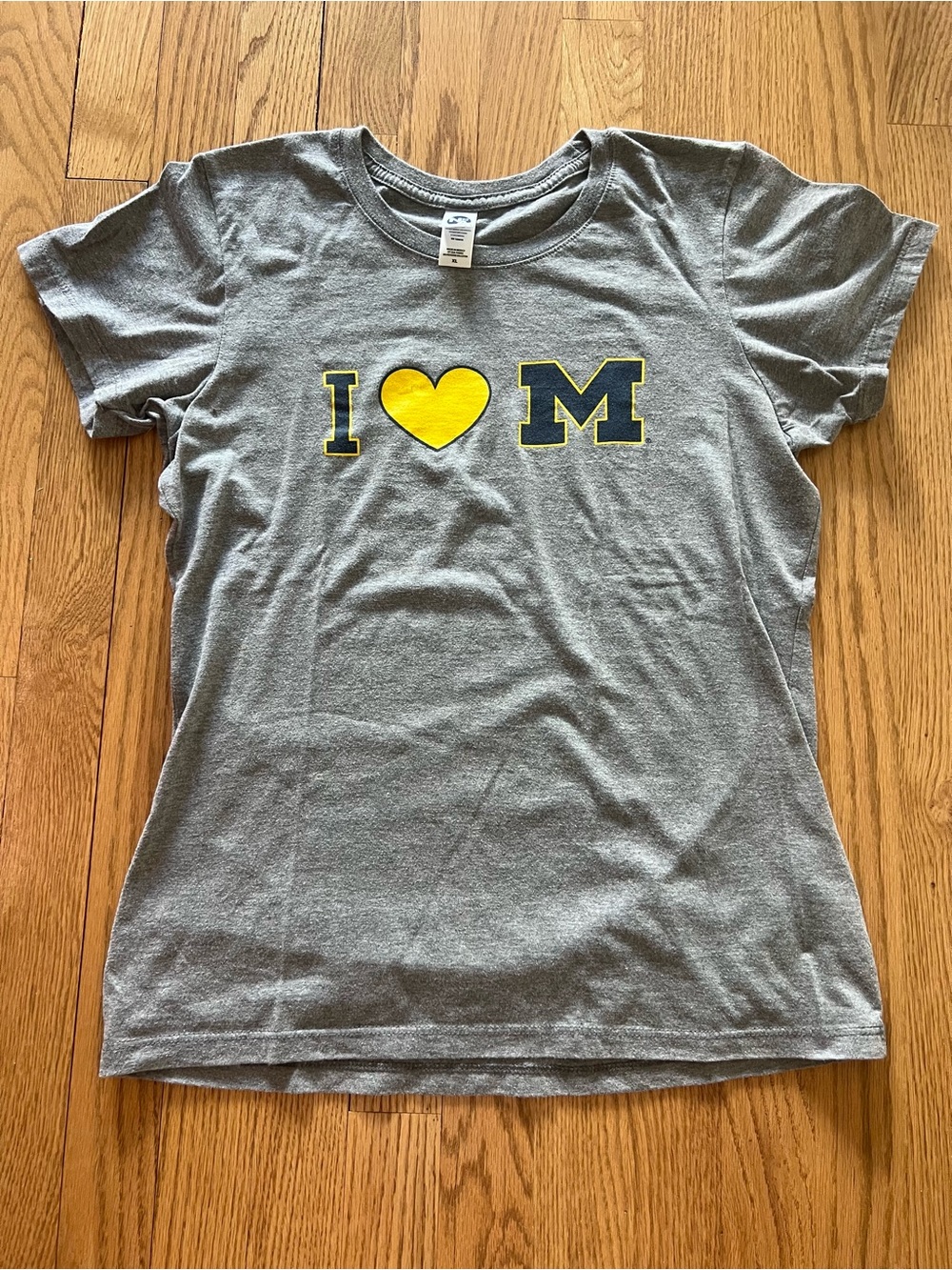 Girls' Grey 'I ♥ M' Short Sleeve Tee with Yellow Heart